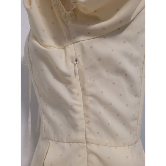 Ank Rouge Polka Dot Lace Up Pleated Sundae Print Dress Sz M Cottagecore Coquette - Picture 5 of 10